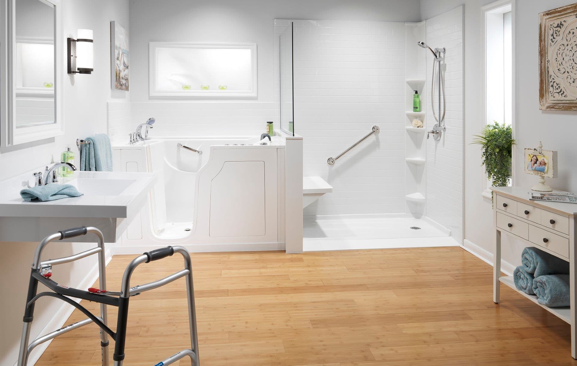 Handicap Accessible low barrier shower and walk in tub