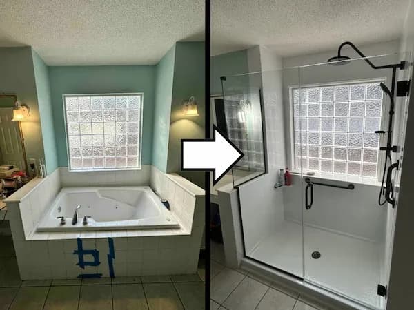Tub to Shower Conversion before after